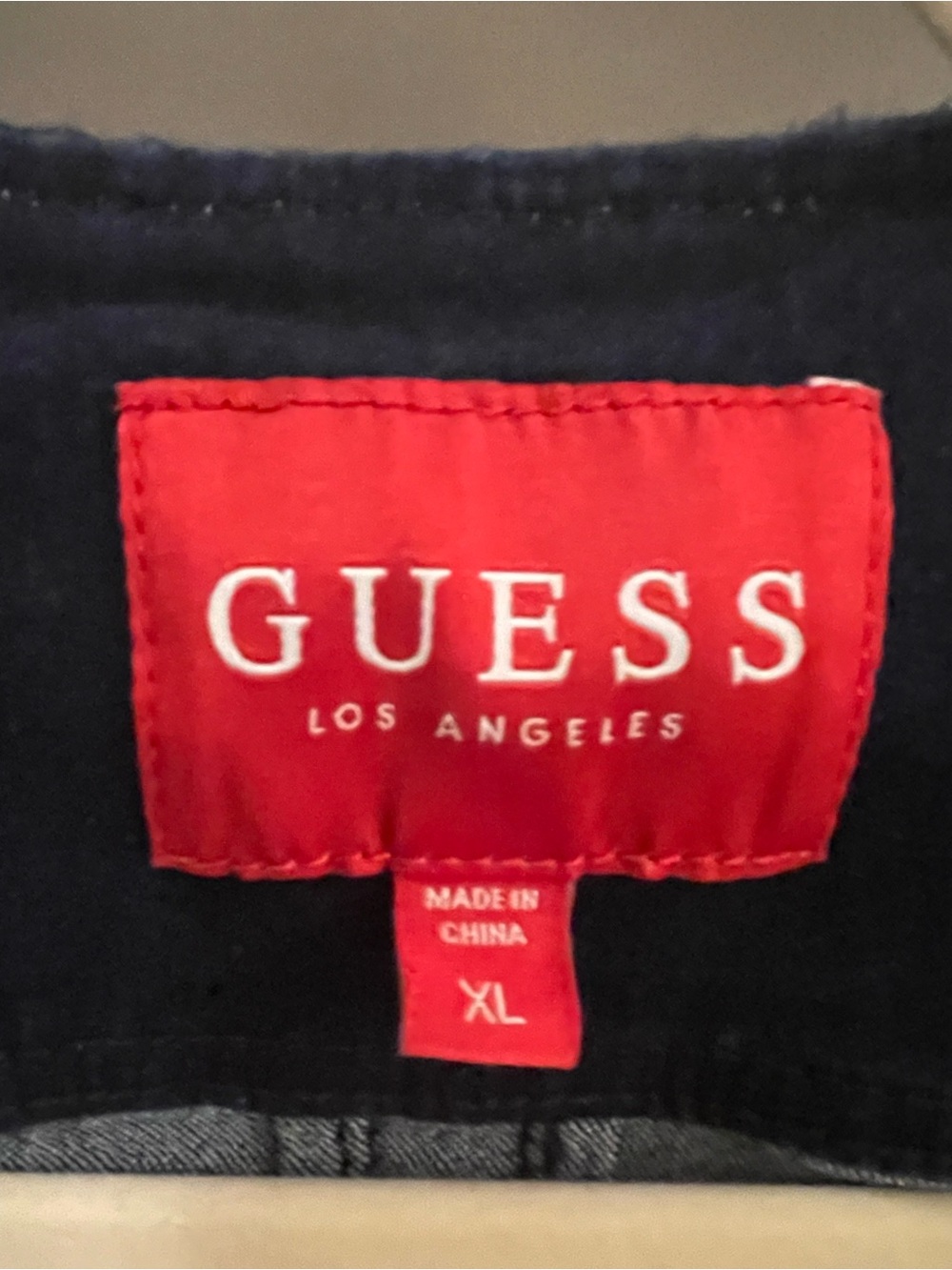 GUESS Navy Blue Denim Jacket with Perforated Yoke - Picture 5 of 6